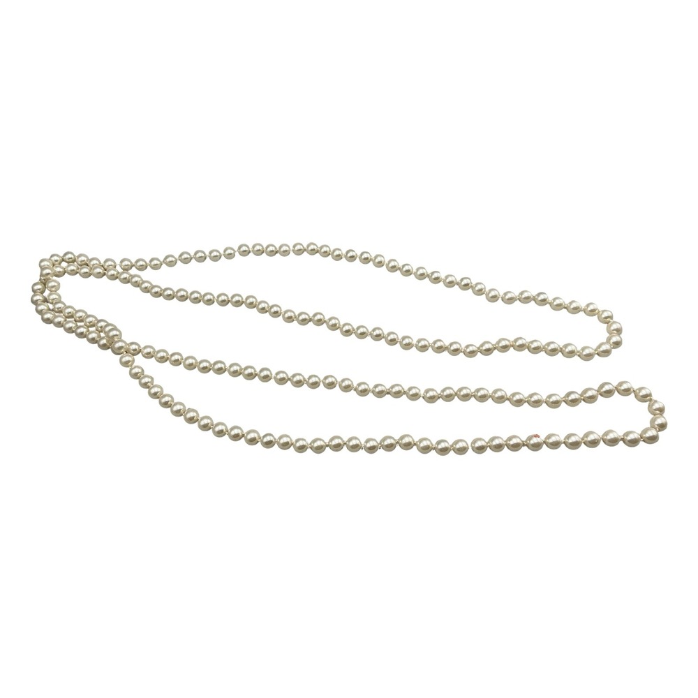 Vintage Cream Faux Pearl Opera Length Knotted Strand Necklace 30 Inch